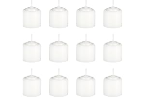 Mega Candles 12 pcs Unscented White Votive Candles, Hand Poured Wax Candle 10 Hours 1.38 Inch x 1.5 Inch, Home Décor, Wedding Receptions, Centerpieces, Birthdays, Celebrations, Meditations, Holders