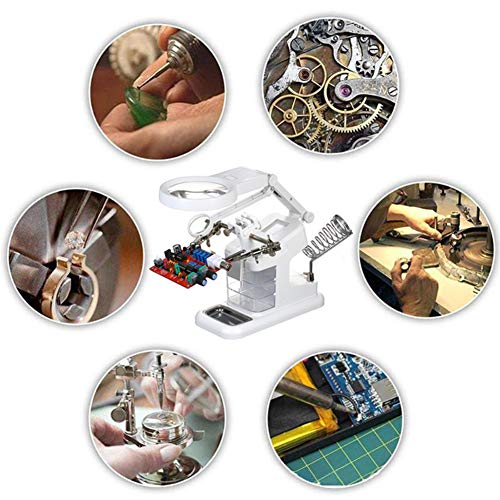 LED Light Helping Hands Magnifier Station - FEITA 3X/4.5X/25X USB Lighted Hands Free Magnifying Glass Stand with Iron Holder and Alligator Clips - for Soldering, Assembly, Hobby and Crafts - Thumbnail 7