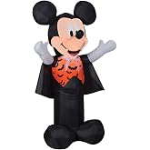 Gemmy Mickey Mouse Halloween Inflatable, 3.5 Ft Tall Lighted Mickey as Vampire with Orange Bat Vest Disney Yard Decoration, Outdoor Decor with Stakes and Tethers