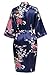 USDisc't Elegant Women's Kimono Robe for Parties Bridal and Bridesmaid Short (M, NavyBlue)