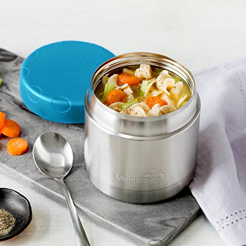 LunchBots 16oz Thermal Stainless Steel Wide Mouth Thermos - Insulated Container with Lid Keeps Food Hot or Cold for Hours - Leak-Proof Portable Thermal Food Jar is Ideal for Soup - 16 ounce - Aqua