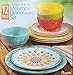 Laurie Gates - 12 Piece Melamine Dinnerware Set (Yellow & Orange & Green & Blue)
