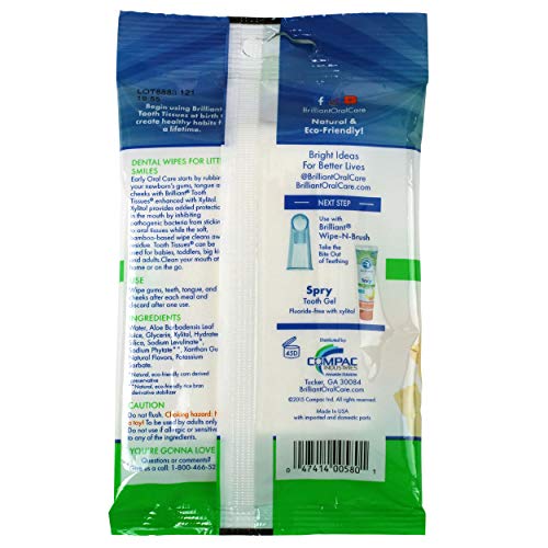 Brilliant Tooth Tissues with Xylitol, Teeth Wipes for Babies and