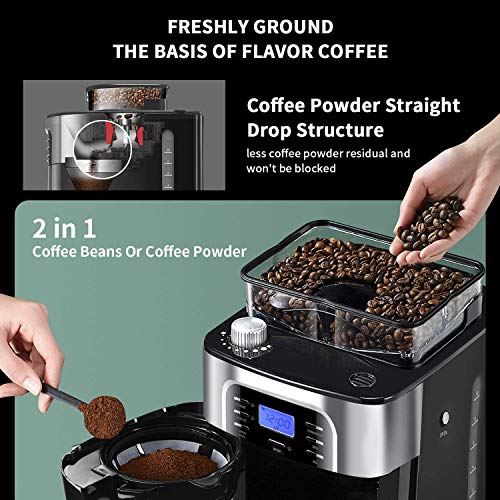 10Cup Drip Coffee Maker, Grind and Brew Automatic Coffee Machine with BuiltIn Burr Coffee