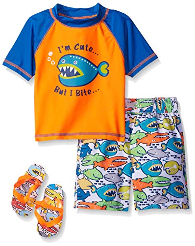 UPC 887310428362, Wippette Toddler Boys Angry Fish Rash Guard Set, Orange, 3T