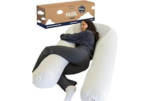 Plufl Hugl Extra Large Cooling Body Pillow for Adults U Shaped Maternity Pillow Great for Side Sleepers & Pregnant Women | Washable Cover | White