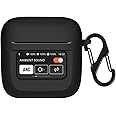 VAEKNVG Silicone Case for JBL Tour Pro 2 Earbuds 2023, Shockproof Protective Earbuds Cover with Carabiner Accessories(Black)