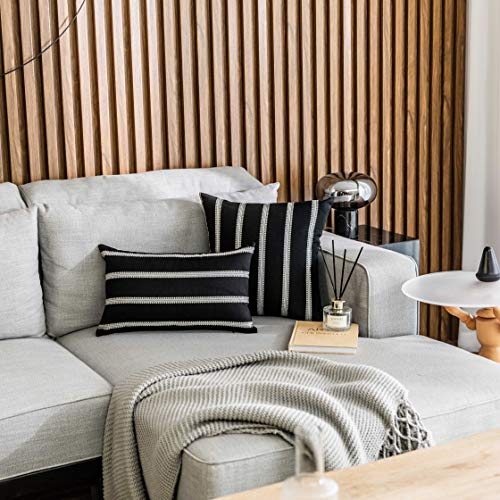 Home Brilliant Classic Black White Stripes Lace Throw Pillow Covers