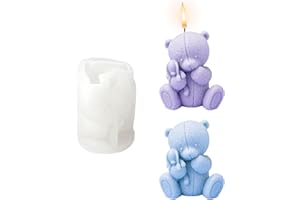 SUXGUMOE Bear Candle Silicone Mold, 3D Teddy Bear Candle Molds for Candle Making, Resin Making Moulds for Aromatherapy Candle Handmade Soap Making Wax Melt Molds DIY Craft Home Decor