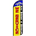 4 Less Co WE SERVICE ALL MAKES MODELS Windless Swooper Flag Feather Banner Auto Repair Shop Sign 3x11.5 ft Tall (Flag Only) yq