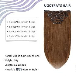 UGOTRAYS Clip in Hair Extensions Chestnut Brown