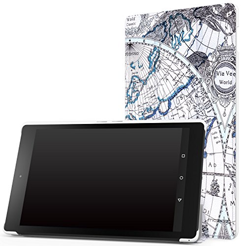 MoKo Case for Fire HD 8 2015 [Previous 5th Gen ONLY] - Ultra Lightweight Slim-shell Stand Cover with Auto Wake/Sleep for Amazon Kindle Fire HD 8" Display Tablet (NOT FIT Fire HD 8 2016), Map F