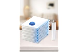 3 Pack Vacuum Compression Space Saving Storage Bags with Hand Pump for Clothes Packing, Clear, Large, 39.37"L×27.56"W