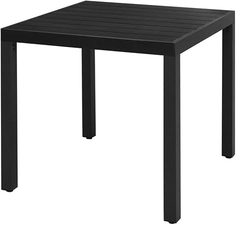 Vidaxl Garden Dining Table Wpc Aluminium 80x80x74cm Black Outdoor Furniture Amazon Co Uk Kitchen Home
