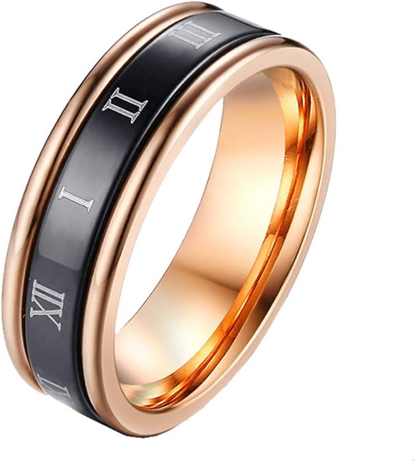 Pauro Spinner Chiffres Romains Bague Unisex Acier Inoxydable