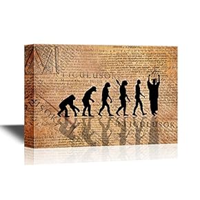 Human Evolution Canvas Wall Art - Human Evolution to Graduate Student - Gallery Wrap Modern Home Art | Ready to Hang - 12x18 inches