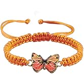 COLORFUL BLING Handwoven Adjustable String Cute Butterfly Bracelets Matching Braided Rope Butterfly Bracelet Wristband Friendship Couple Jewelry