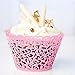 GOLF 100Pcs Cupcake Wrappers | Artistic Bake Cake Paper Filigree Little Vine Lace Laser Cut Liner Baking Cup Wraps Muffin CaseTrays for Wedding Party Birthday Decoration (Pink)