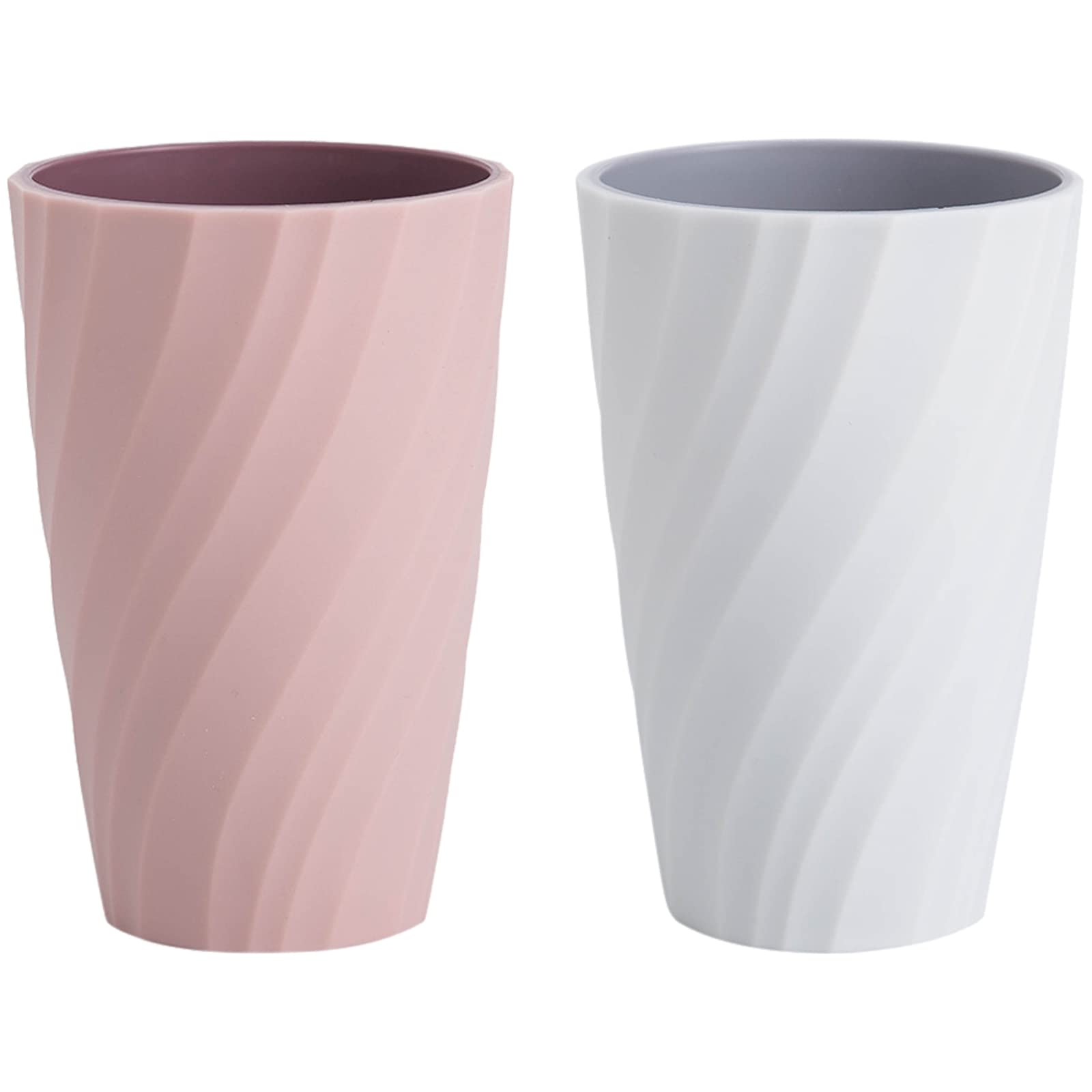 Juliyeh 2 Pcs Reusable Drinking Cups Unbreakable Bathroom Tumbler Toothbrush Cups Plastic Toothbrush Holders for Bathroom,Pink,12.5*8*5cm