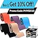 Physix Gear Cotton Kinesiology Tape Roll 16ft, Latex-Free Athletic Tape for Muscles/Joints, Waterproof Kinesiolgy, Stretchy Kinesiologytape, Gentle on Skin Kiniseaology Tape, Black (1 Pack), 5m
