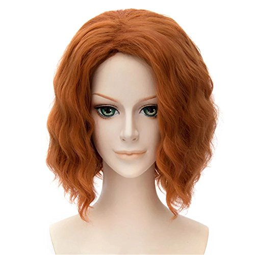 Kadiya Short Orange Water Wavy Curly Cosplay Wig Manga Comic Costume Hair
