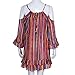 haoricu Women Dress, Women's Fashiom Summer Rainbow Print Fringed Beach Loose Strap Chiffon Dress Blouse (Hot Pink, Small)
