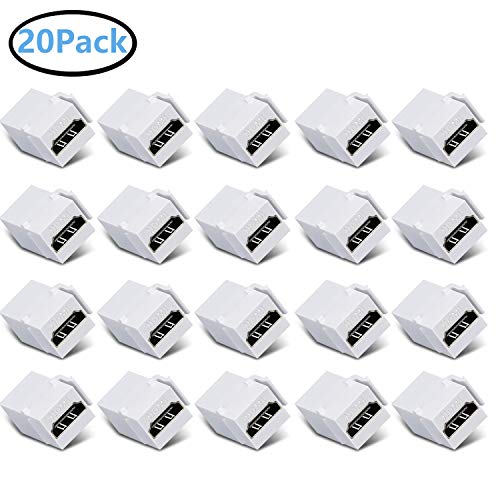 IQIAN HDMI Keystone Jack, 20 Pack Female to Female Coupler Snap-in Insert Connectors Adapter for Wall Plate - White …