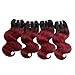 8A 100% Brazilian Virgin Hair 2 Tone Body Wave Bundles 4 Bundles 10 Inch 50 g/pcs Total 200 g Ombre Burgundy Human Hair Extensions Hair Weaving (1B/99J Black To Burgundy)