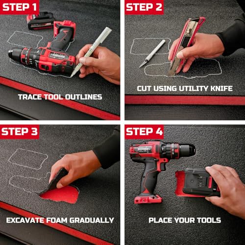 LBOYLOVE® 3 Pcs Toolbox Foam Sheet, 16x12x2 Inch Cuttable Foam Insert for Tool Box, Polyethylene Storage Sheet for Drawer, Camera Storage, Toolbox, Tool Shadow (400 * 300 * 50MM)