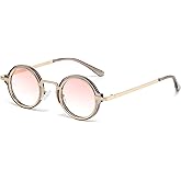 Onrtry Round Sunglasses for Men Women Hippie Small Circle Sun Glasses Red Lens Glasses