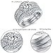 MABELLA Jewelry 2.50 Cttw Halo Round White Cubic Zirconia 925 Solid Sterling Silver Trio Classic Engagement Wedding Band Ring Sets Gifts for Women