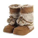 Home Slipper Womens Super Warm with Pom Poms Lined Tall Indoor Room Floor House Boots Slippers Shoes,US 7/8