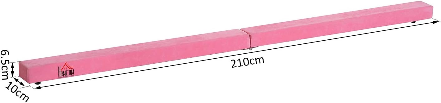 HOMCOM 2.1M 7FT Gymnastics Folding Balance Beam Home Gym Training Exercise Sports - Pink, 210L x 10W x 6.5H cm - Image 3