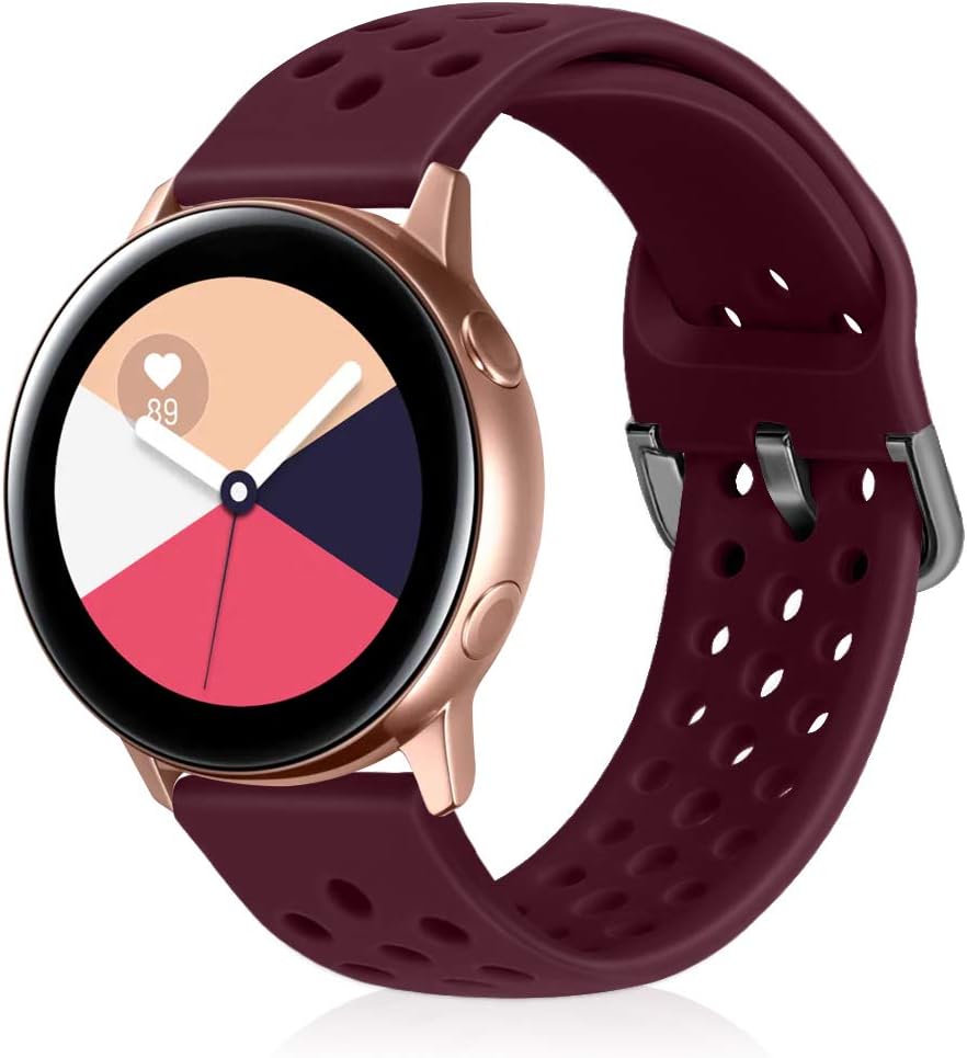 XFYELE Silicone Soft Rubber 20mm Quick Release Replacement Watch Band Compatible with Samsung/Huawei/Ticwatch/Garmin/Moto/Galaxy Watch Active 2 for Men and Women (Dark Red, 20mm)