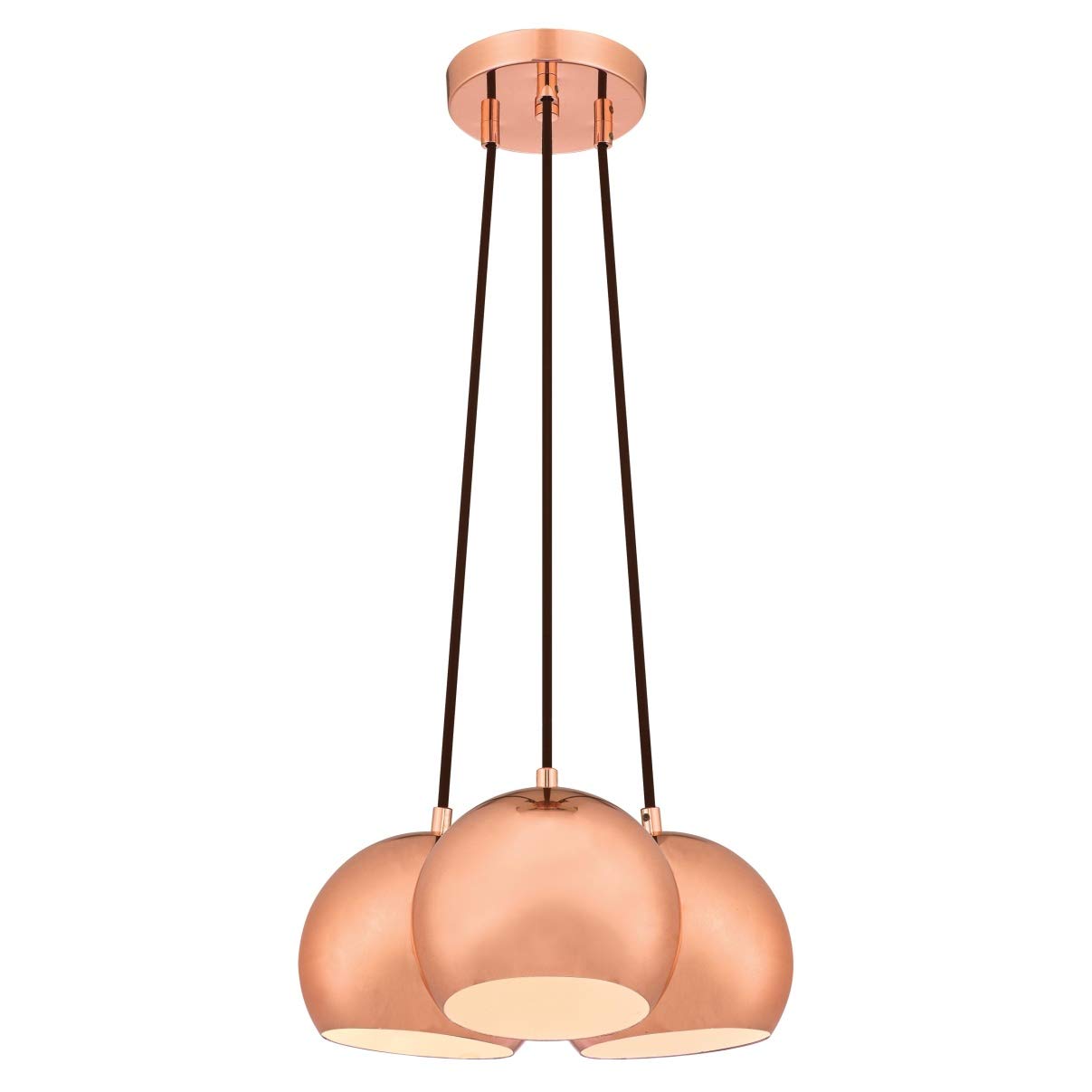 61020 Three-Light Indoor Cluster Pendant, High Gloss Copper Finish