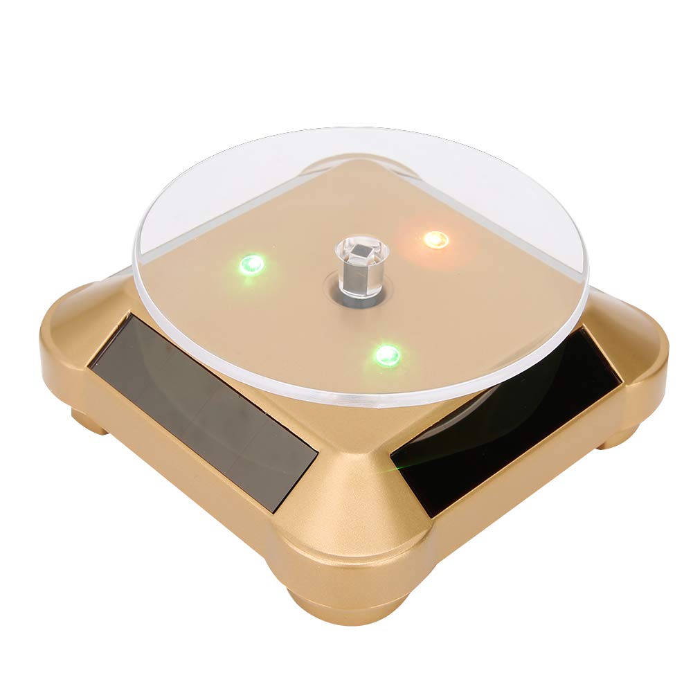 Rotating Display Stand, Solar Display Stand Turntable 360° Rotating Stand, Solar Powered LED Electric Motorized Rotating Turntable Display Stand for Jewelry Photography Products Display(#1)