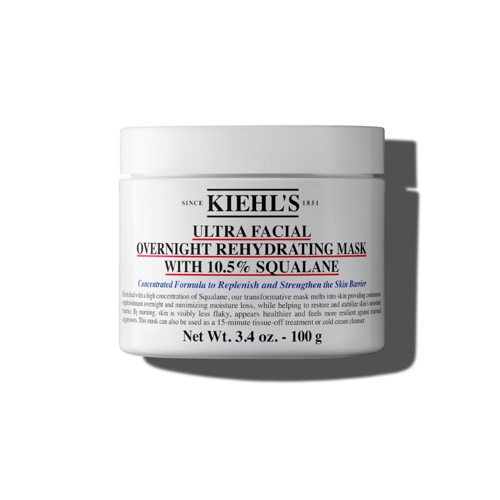 Kiehl's Ultra Facial Overnight Hydrating Face Mask with 10.5% Squalane, Fragrance-free, 100g