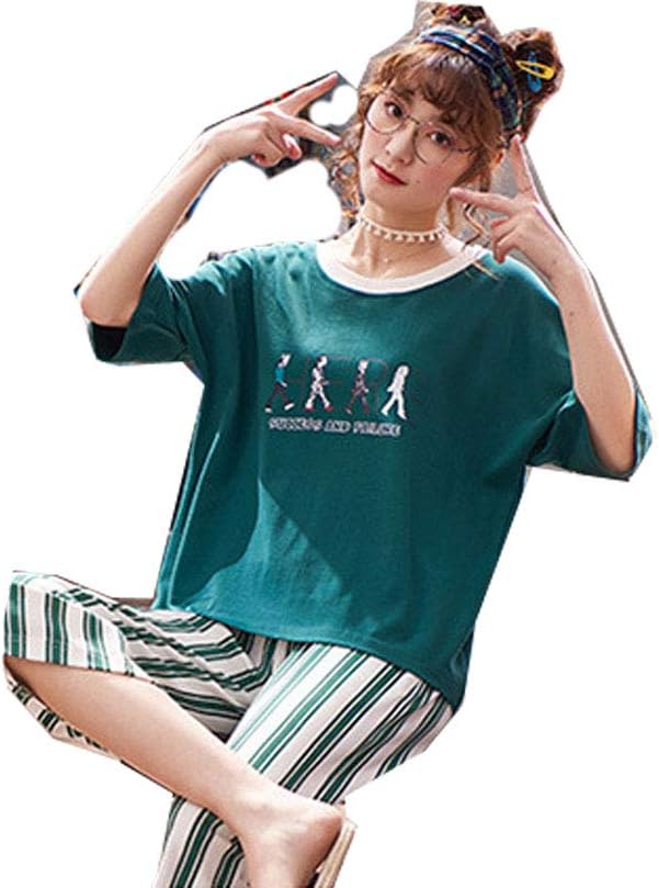 Amazon Co Jp 未来雑貨屋 レディース パジャマ 綿100 上下セット ナイトウェア 可愛い 女の子 ルームウェア 衣装 M Xxl Xxl グリーン ホビー