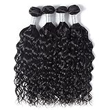 Ali Moda Hair 7A Grade Brazilian Virgin Hair Water Wave weave Black Color Human Hair 4 Bundles (100+/-5g)/bundle (28 28 28 28 Inch)