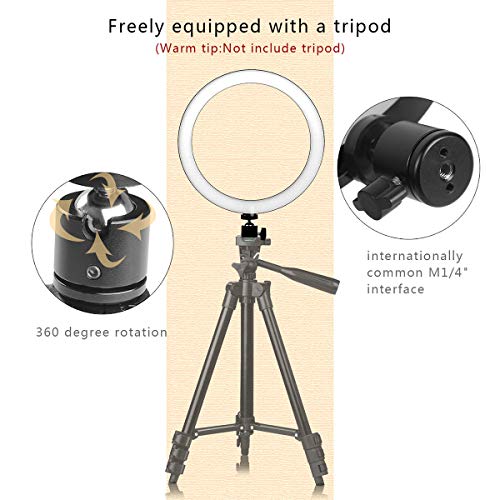 Ring Light 10" with Tripod Stand & Phone Holder for Live Streaming & YouTube Video, Dimmable Desktop LED Makeup Ring Light for Studio, Photography with 3 Light Modes & 10 Brightness Level