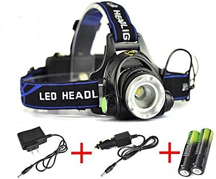 Super Bright USB LED Headlamp 3 Light Modes Waterproof Zoomable Headlight with 18650 Rechargeable Batteries + USB Cable