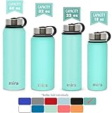 MIRA 32 Oz Stainless Steel Vacuum Insulated Wide Mouth Water Bottle | Thermos Keeps Cold for 24 hours, Hot for 12 hours | Double Wall Powder Coated Travel Flask | Teal