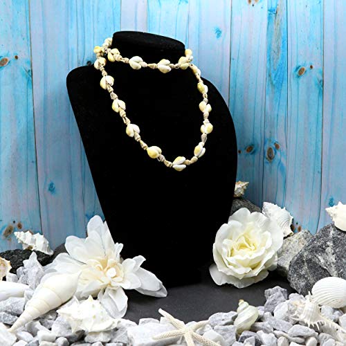6 Long Seashell Necklaces for Women - Hawaiian Luau Lei Shell Necklaces with Genuine Cowrie Shells, Tiger and Nassa Shells - Luau Party Favors for Adults - Luau Theme Party Supplies