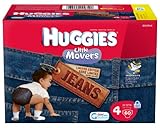 Huggies Little Movers Jean Diapers, Size 4, 60 Count
