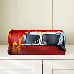 All Season Fire Truck Bed Blanket Kids,Fireman 3D