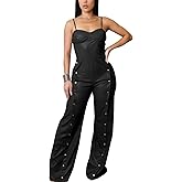 QZKLWG Women's fashionable and sexy wide leg pants club business party elegant jumpsuit