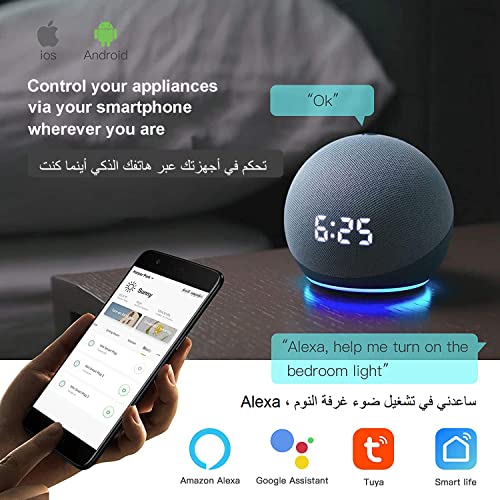 Redare Alexa Smart Switch,WiFi Smart Wall Light Switch,WiFi Light Switch No Neutral,No Neutral Wire Required,No Hub Required,Compatible with Alexa and Google Home(Black 2 gang)