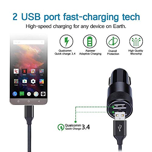 USB C Charger Set(4 in 1),3.4A Car Adapter, 2.1A Wall Charger Block with 2Pack 6Ft Type C Charger Cord for Motorola Moto Z Z4/G7/G7 G8 Plus/G7 Play/X4/ X5, Google Pixel XL, Samsung Galaxy S10e/Note 10