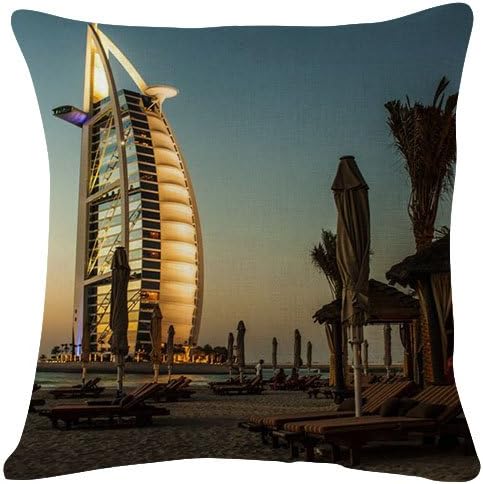 Dubai burj al arab palm trees - Throw Pillow Case Cushion Cover for Sofa Couch Double-sided printing 18x18 Inches
