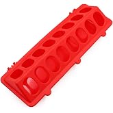MACGOAL Flip Top Chick Feeder Trough, Plastic Bird Small Poultry Feeder | No Mess, No Waste Chicken Feeder for Small Chicks, Pigeons, Quails, Birds, Ducklings, Ideal for Using in a Brooder (Red)